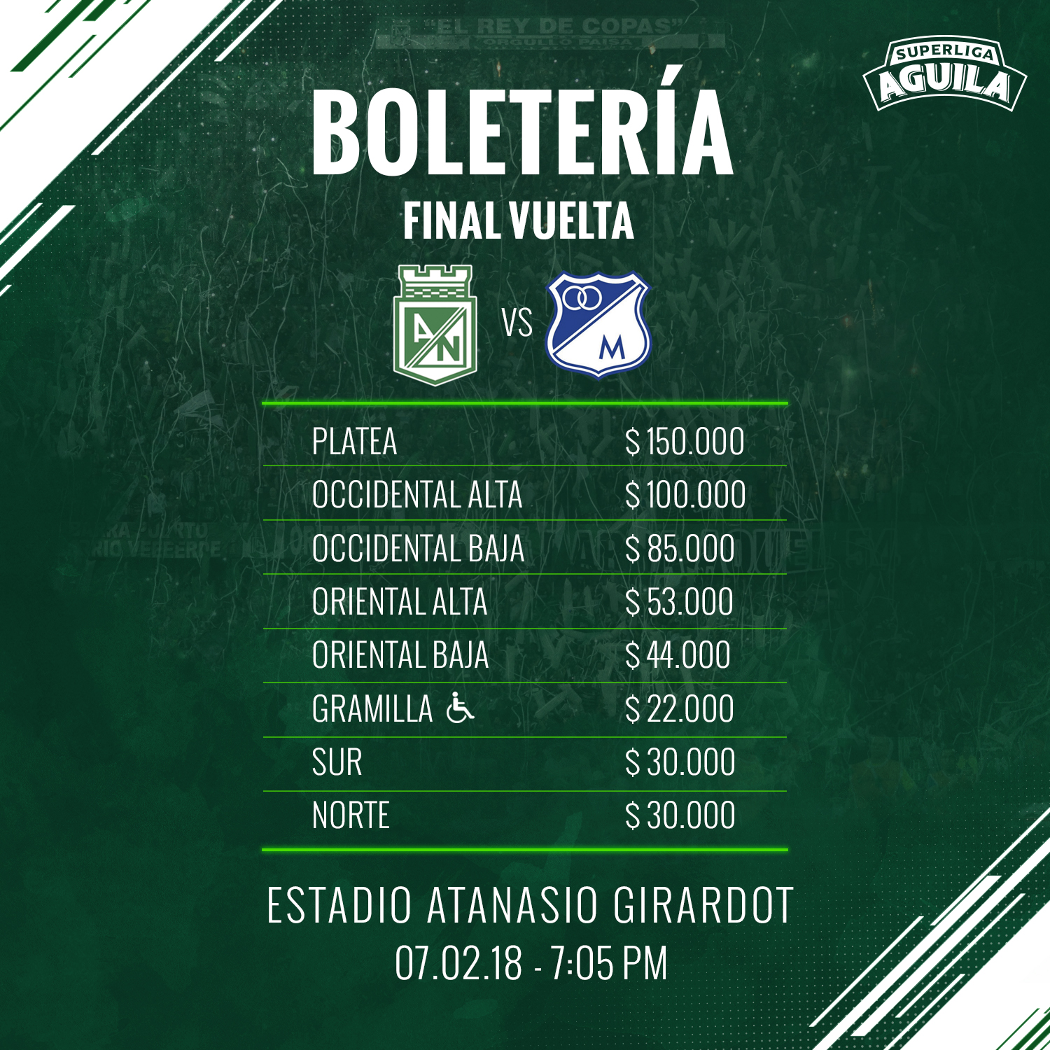 VENTA DE BOLETERÍA PARA LA FINAL DE LA SUPERLIGA | Atlético Nacional